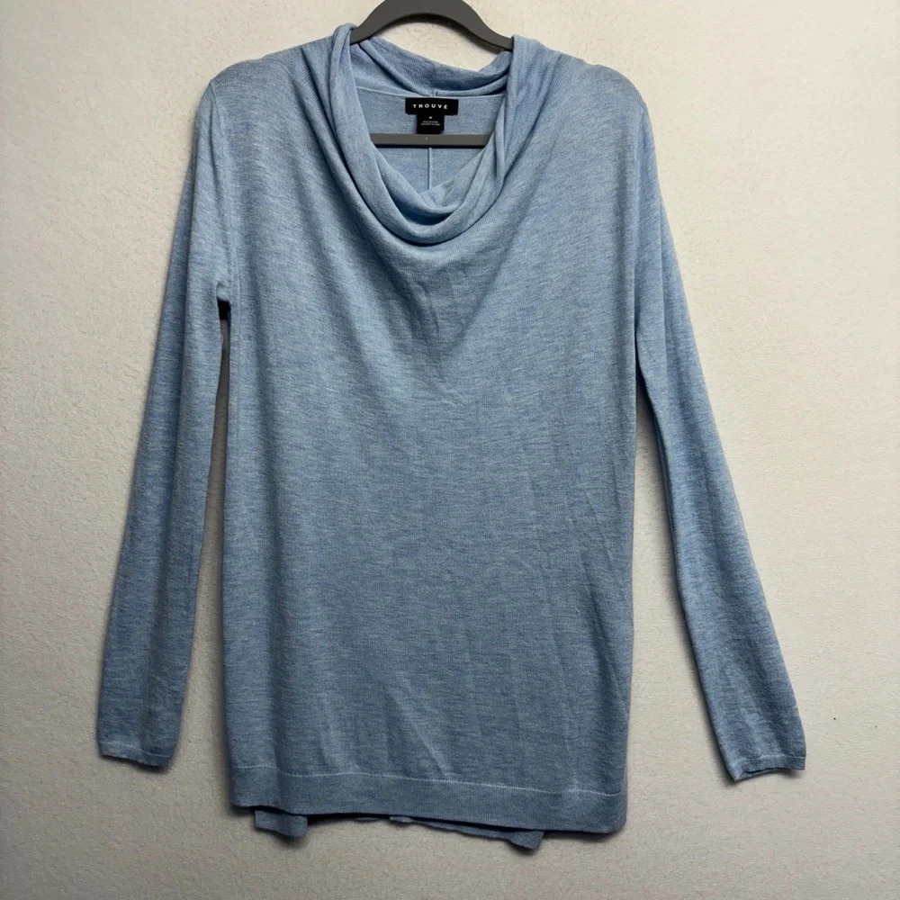 Trouve‎ Blue M Sweater Lightweight Drape Neck Long Sleeve